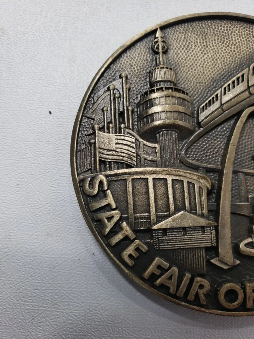 Vintage 85th State Fair of Oklahoma Belt Buckle Brass Tone Souvenir Western